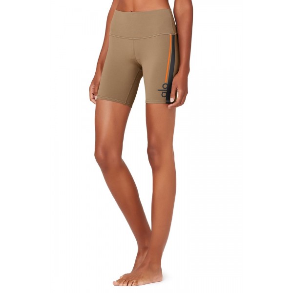 High-Waist Cycle Club Short - Gravel/Anthracite/Bright Tangerine