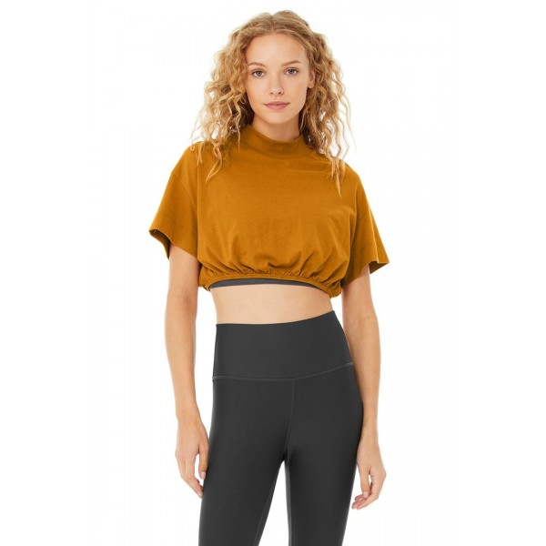 Kick It Crop Tee - Bronze